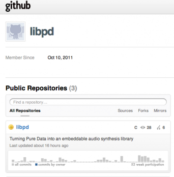 screenshot from libpd's gitorious page.